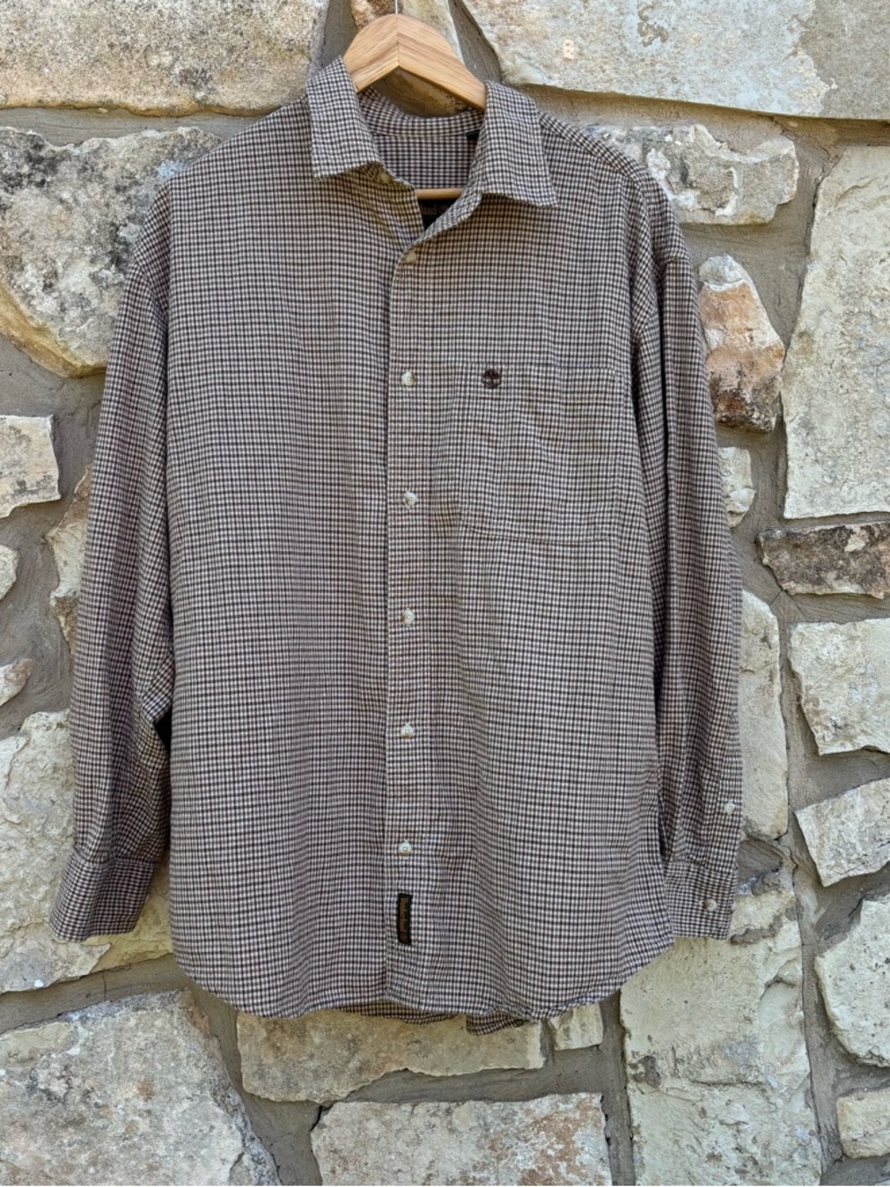 Timberland brown and cream button-down long-sleeve shirt size large